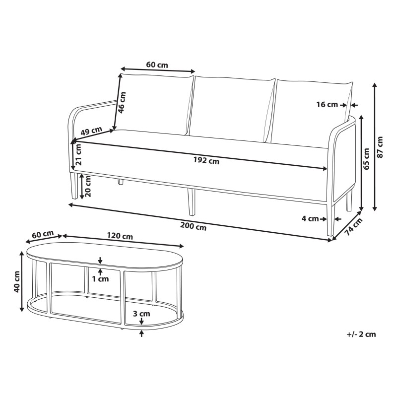 Sofa ogrodowa 3-osobowa złamana biel MONTEFALCO