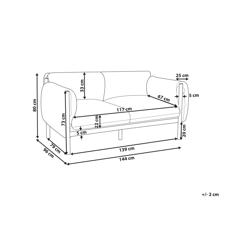 Sofa ogrodowa 2-osobowa jasnoszara ESPERIA