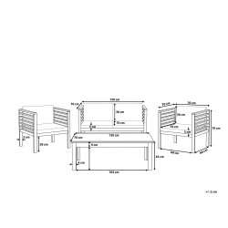 Zestaw ogrodowy ze stolikiem dla 4 osób PACIFIC Drewno akacjowe Złamana biel