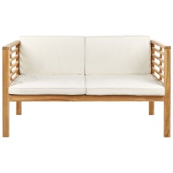 Zestaw ogrodowy ze stolikiem dla 4 osób PACIFIC Drewno akacjowe Złamana biel