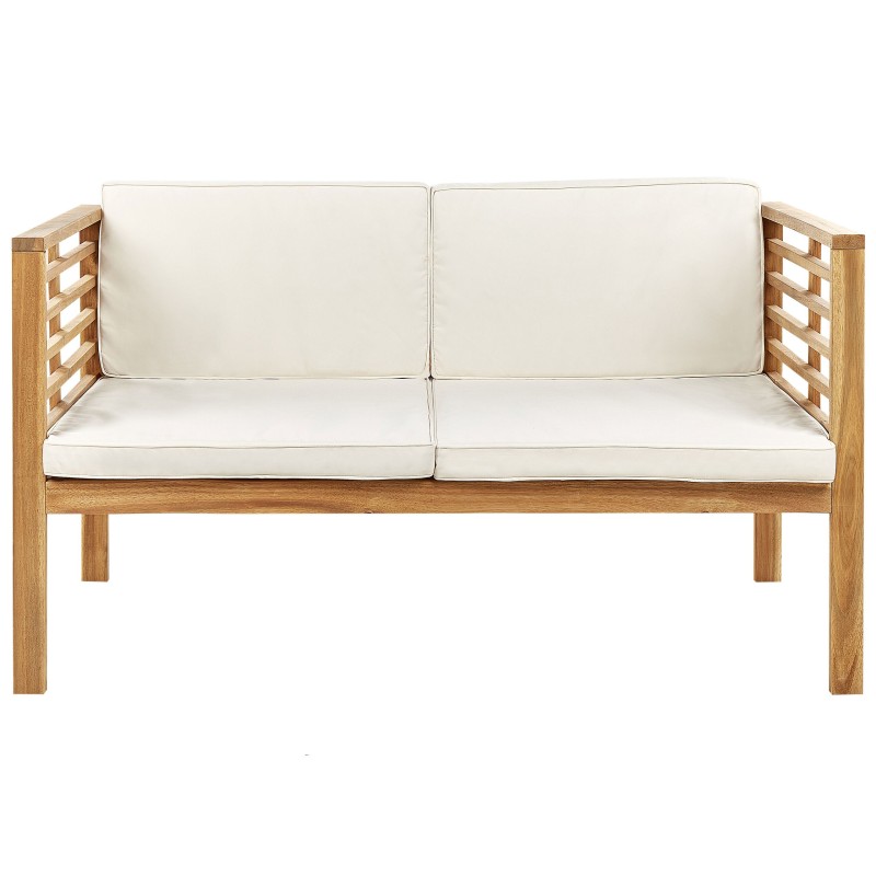 Zestaw ogrodowy ze stolikiem dla 4 osób PACIFIC Drewno akacjowe Złamana biel