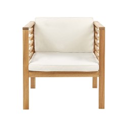 Zestaw ogrodowy ze stolikiem dla 4 osób PACIFIC Drewno akacjowe Złamana biel