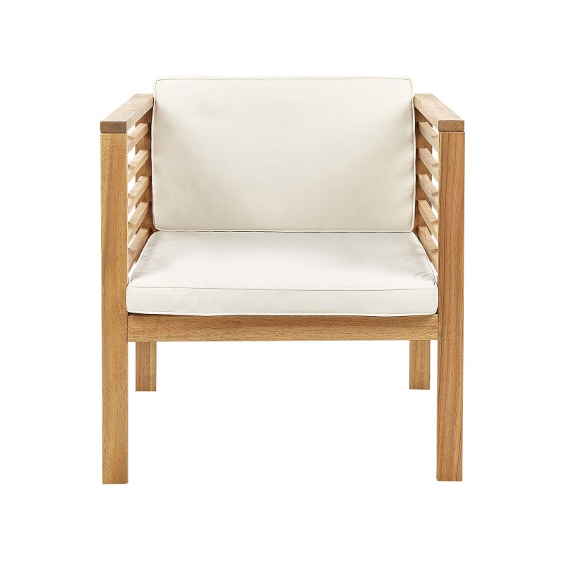 Zestaw ogrodowy ze stolikiem dla 4 osób PACIFIC Drewno akacjowe Złamana biel