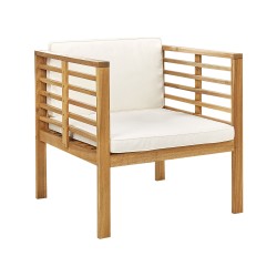 Zestaw ogrodowy ze stolikiem dla 4 osób PACIFIC Drewno akacjowe Złamana biel