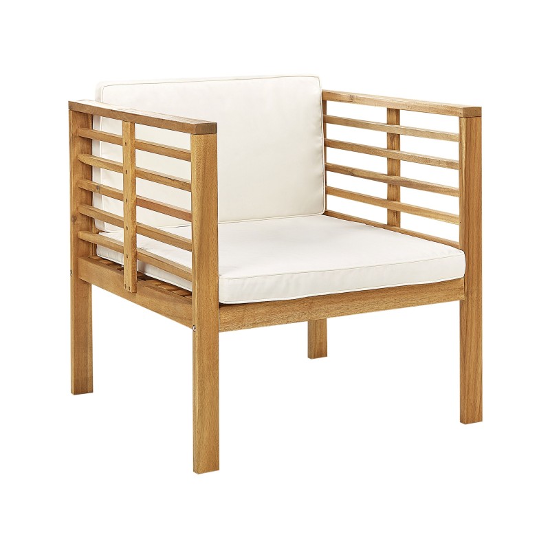 Zestaw ogrodowy ze stolikiem dla 4 osób PACIFIC Drewno akacjowe Złamana biel