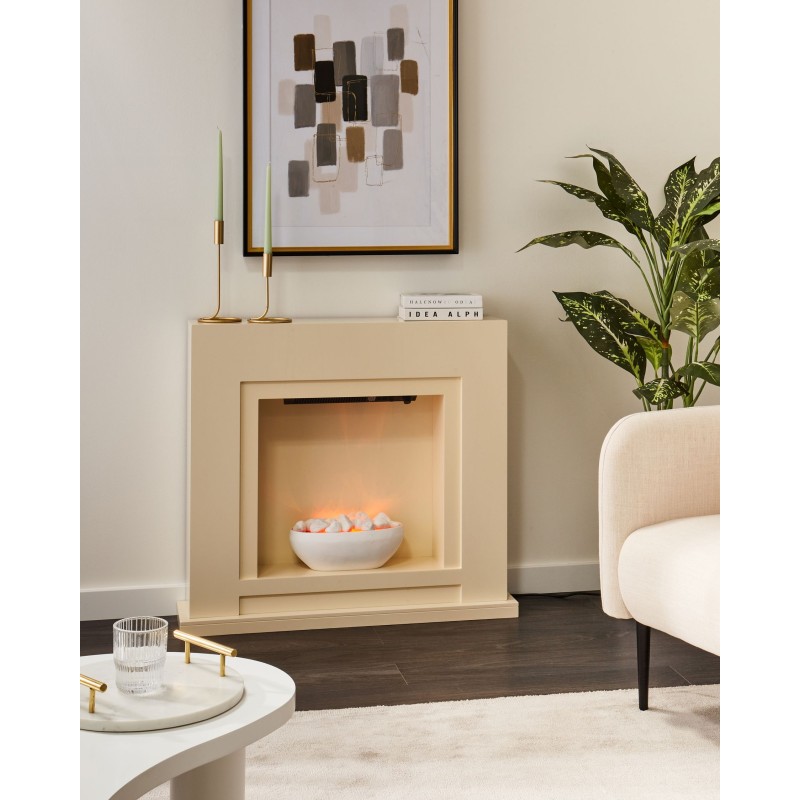 Kominek elektryczny z funkcją grzania SAHARA Beżowy