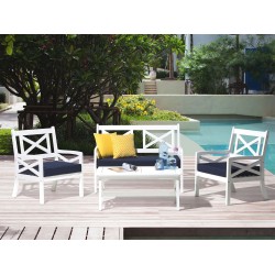 Zestaw ogrodowy ze stolikiem dla 4 osób BALTIC Drewno akacjowe Ciemnoniebieski