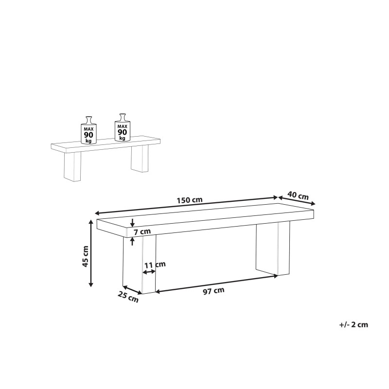 Ławka ogrodowa TARANTO 150 cm Beton Szary