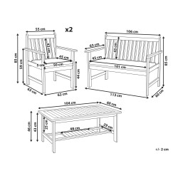 Zestaw ogrodowy ze stolikiem dla 4 osób ALTIDONA Drewno akacjowe Złamana biel