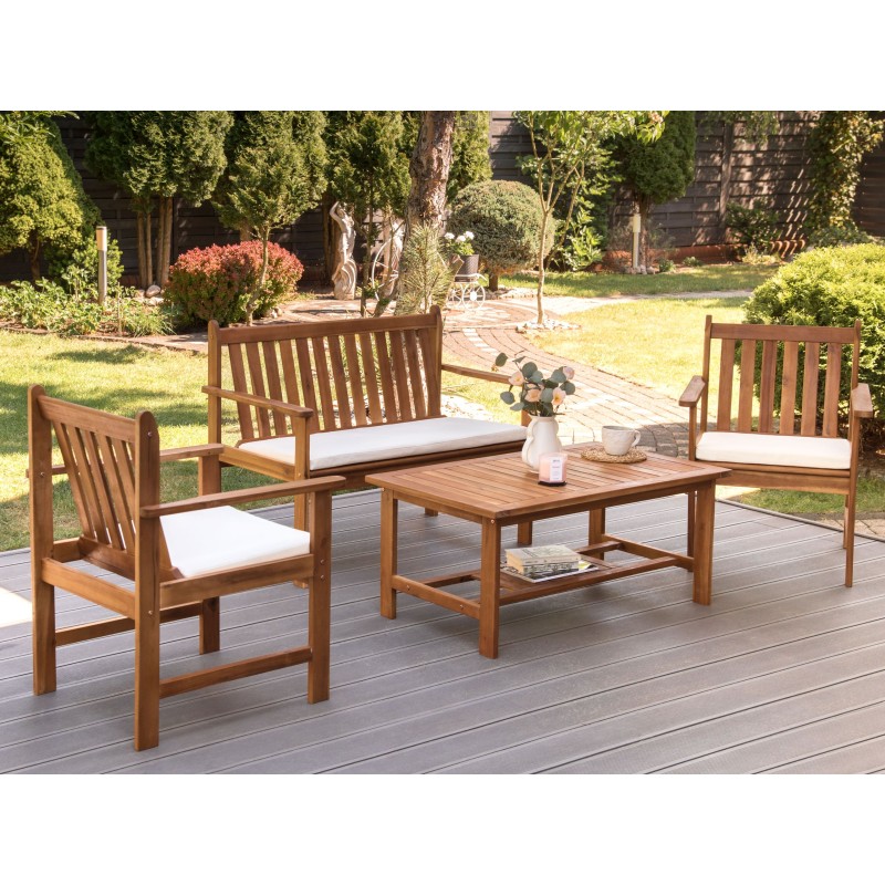 Zestaw ogrodowy ze stolikiem dla 4 osób ALTIDONA Drewno akacjowe Złamana biel