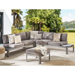 Narożnik ogrodowy z otomaną dla 5 osób FERENTINO Modułowy Metal Szary