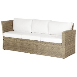 Zestaw ogrodowy ze stolikiem i otomaną dla 5 osób BARDI z poduszkami Technorattan Brązowy