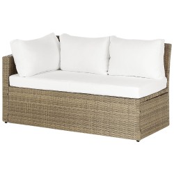 Zestaw ogrodowy ze stolikiem i otomaną dla 5 osób BARDI z poduszkami Technorattan Brązowy