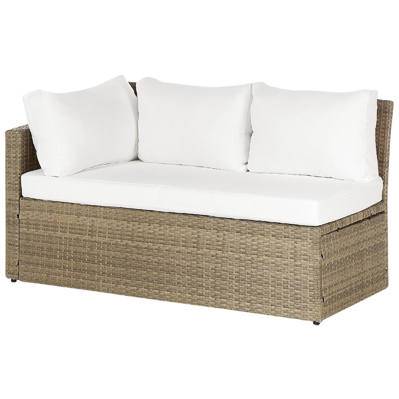 Zestaw ogrodowy ze stolikiem i otomaną dla 5 osób BARDI z poduszkami Technorattan Brązowy