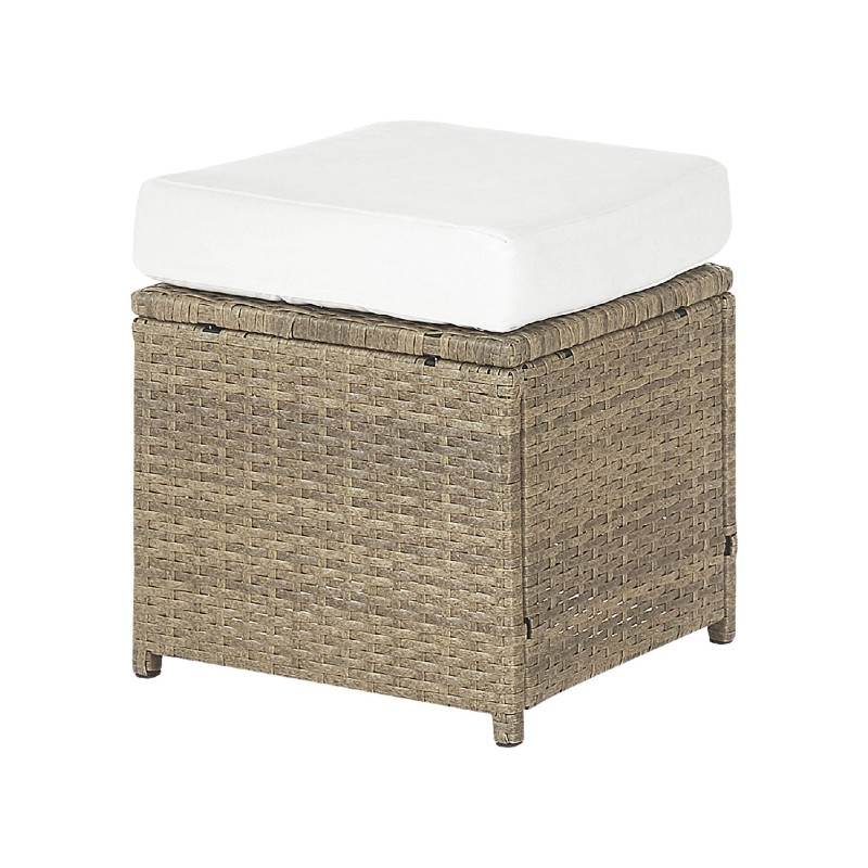 Zestaw ogrodowy ze stolikiem i otomaną dla 5 osób BARDI z poduszkami Technorattan Brązowy