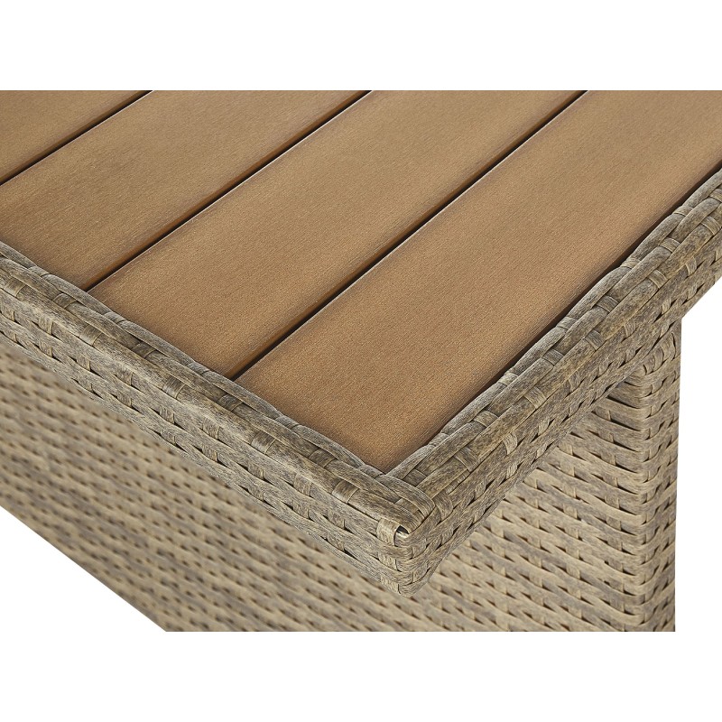 Zestaw ogrodowy ze stolikiem i otomaną dla 5 osób BARDI z poduszkami Technorattan Brązowy