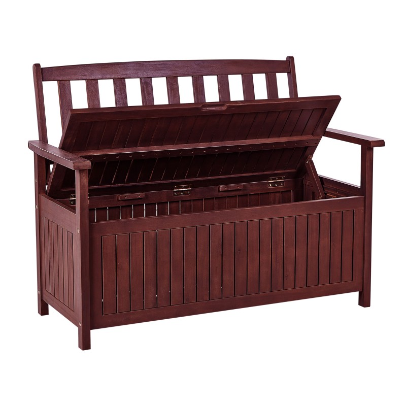 Ławka ogrodowa z poduchą SOVANA 120 cm ze schowkiem Drewno akacjowe Jasnoszary