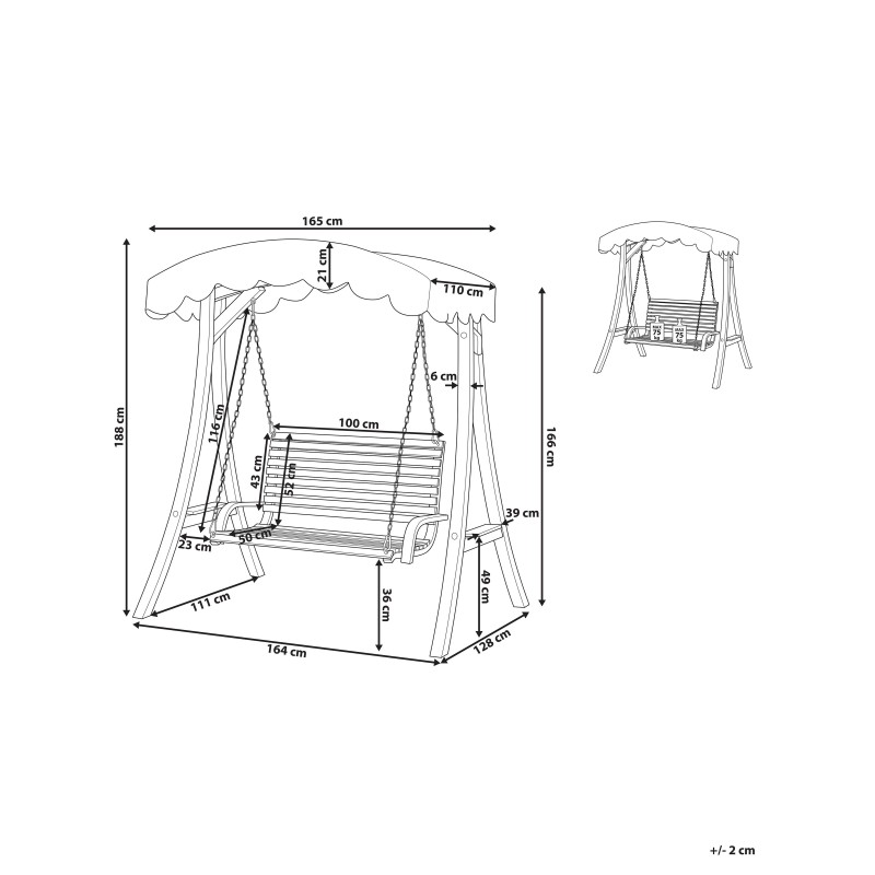 Huśtawka ogrodowa ANDRIA Drewno Brązowy