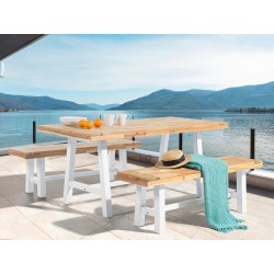 Ławka ogrodowa SCANIA 140 cm Drewno akacjowe Biały