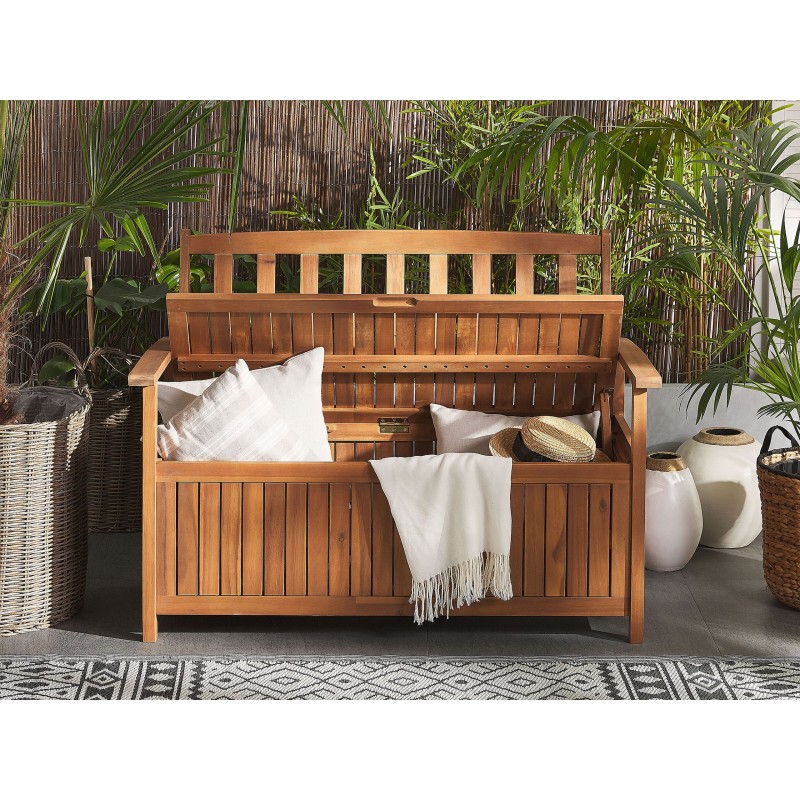 Ławka ogrodowa SOVANA 120 cm ze schowkiem Drewno akacjowe Brązowy