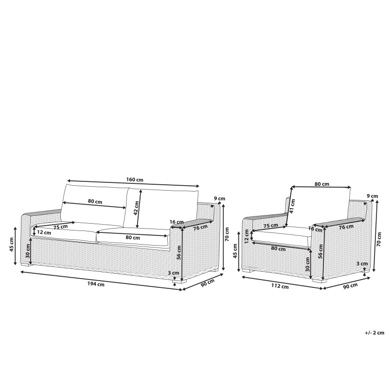 Zestaw ogrodowy dla 4 osób ARDEA Rattan Jasnobrązowy