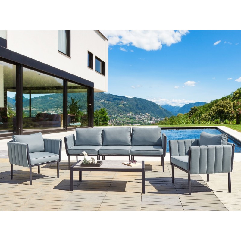 Zestaw ogrodowy ze stolikiem dla 5 osób SKALA Metal Ciemnoszary