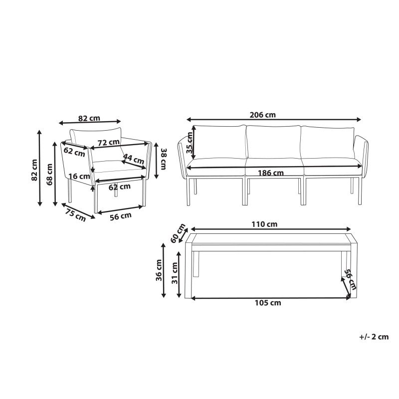 Zestaw ogrodowy ze stolikiem dla 5 osób SKALA Metal Ciemnoszary