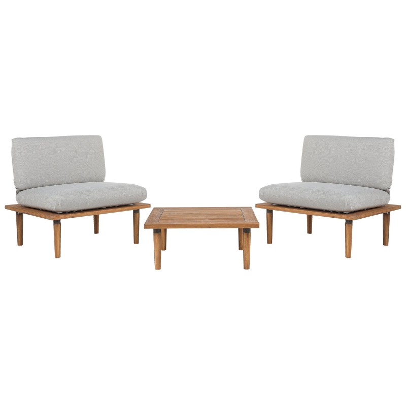 Zestaw ogrodowy ze stolikiem dla 2 osób FRASCATI Modułowy Certyfikowane drewno akacjowe Jasnoszary