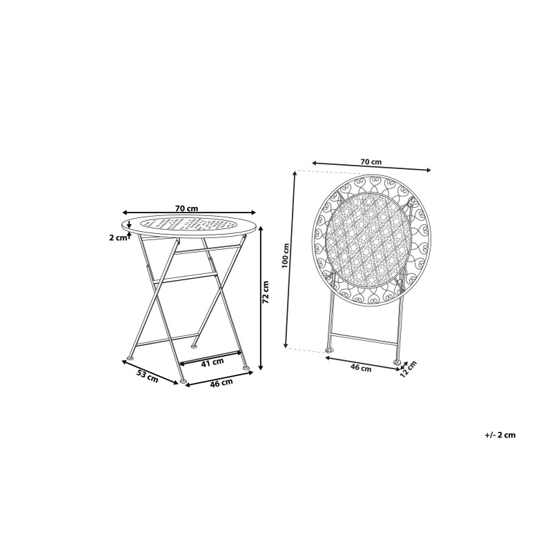 Stolik bistro TRIESTE 70 cm 70 cm Metal Jasnobeżowy
