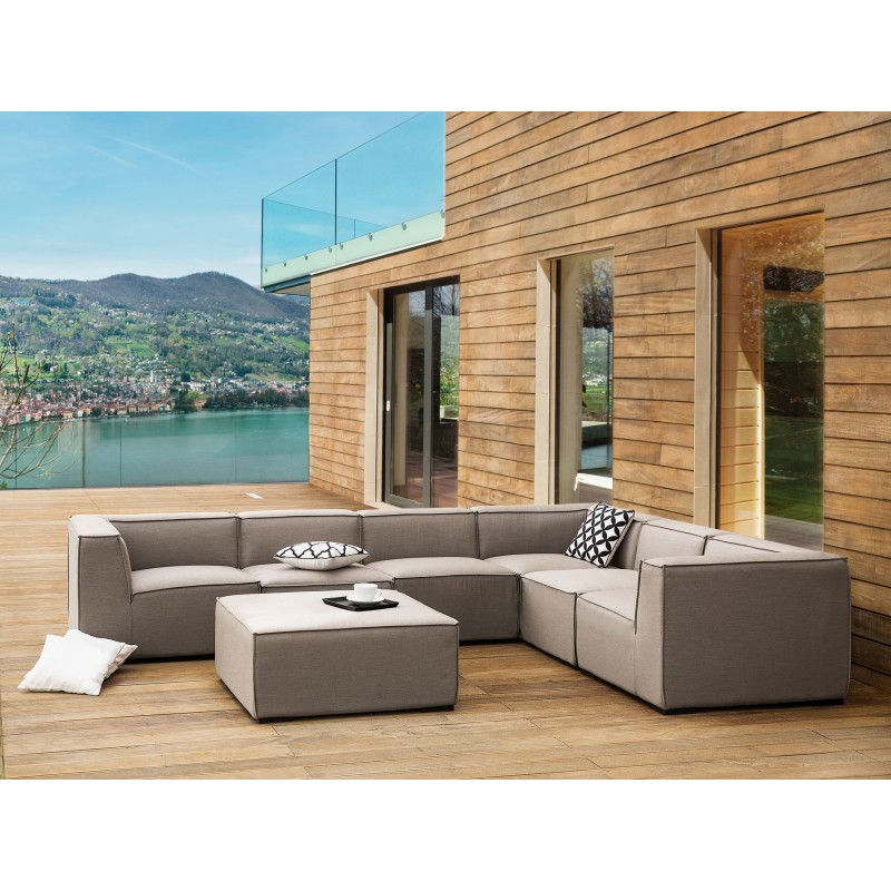 Narożnik ogrodowy z otomaną dla 7 osób AREZZO Lewostronny Modułowy Beżowy