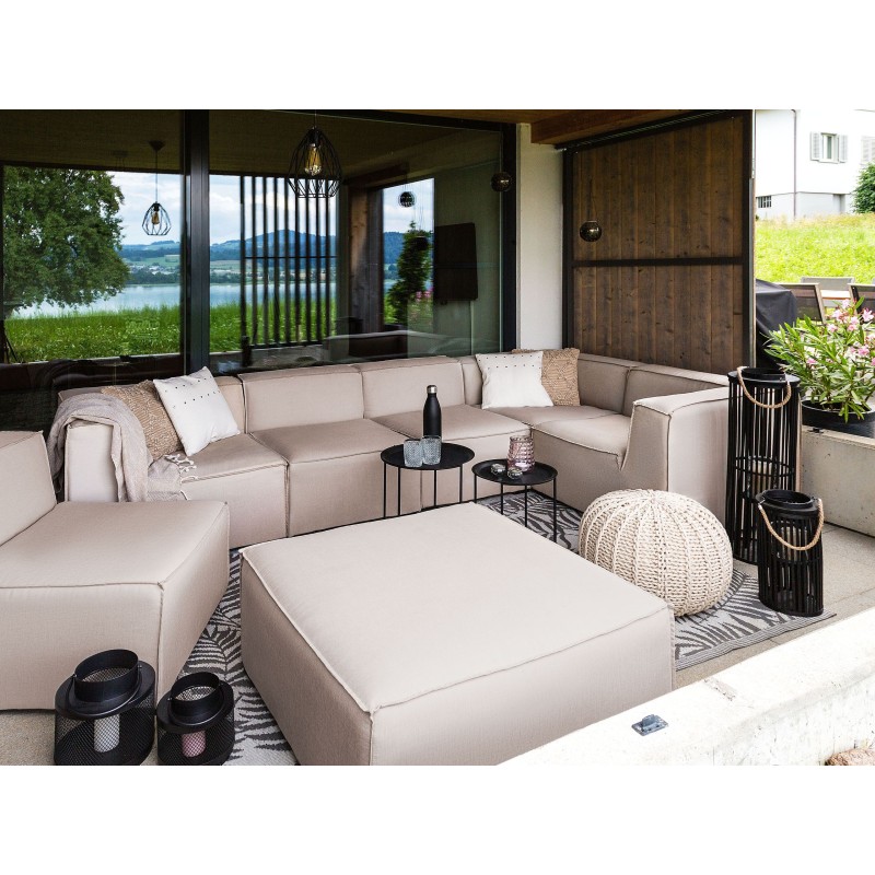 Narożnik ogrodowy z otomaną dla 7 osób AREZZO Lewostronny Modułowy Beżowy