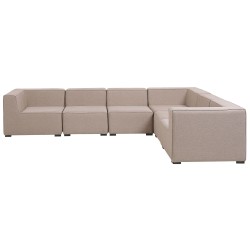 Narożnik ogrodowy z otomaną dla 7 osób AREZZO Lewostronny Modułowy Beżowy