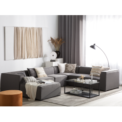 Narożnik ogrodowy z otomaną dla 7 osób AREZZO Prawostronny Modułowy Szary