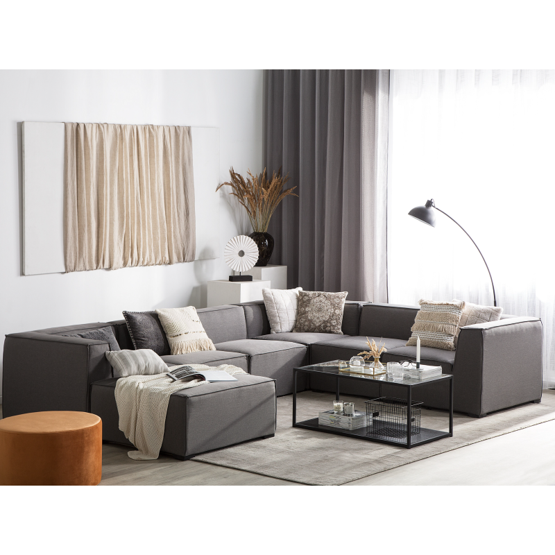 Narożnik ogrodowy z otomaną dla 7 osób AREZZO Prawostronny Modułowy Szary