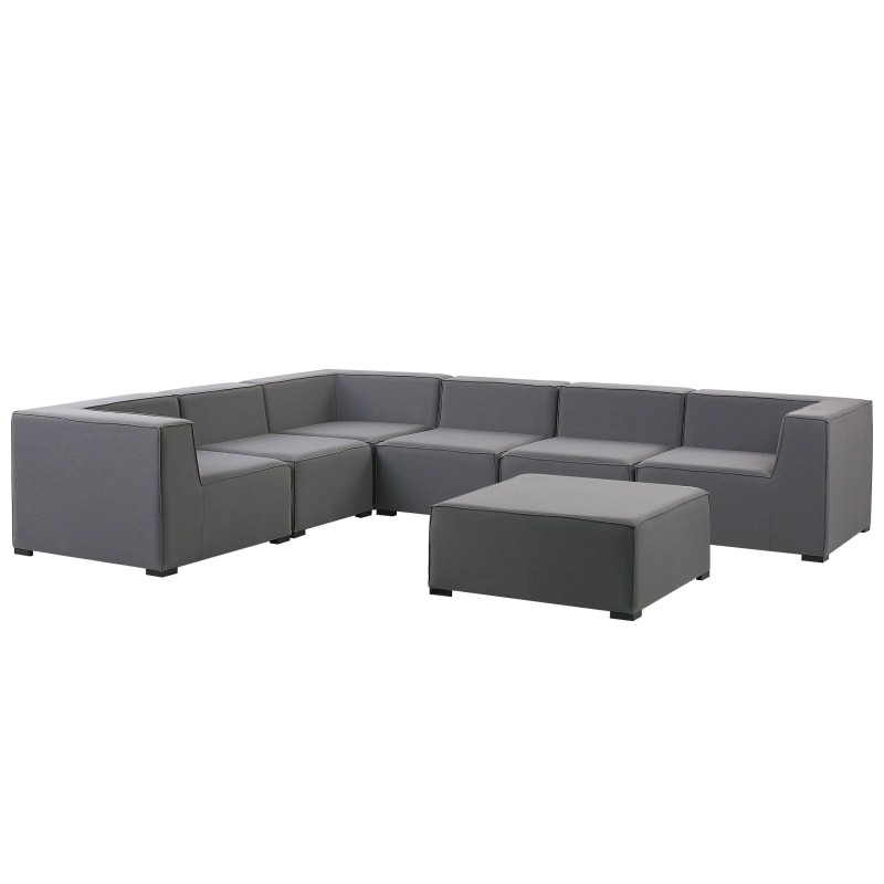 Narożnik ogrodowy z otomaną dla 7 osób AREZZO Prawostronny Modułowy Szary