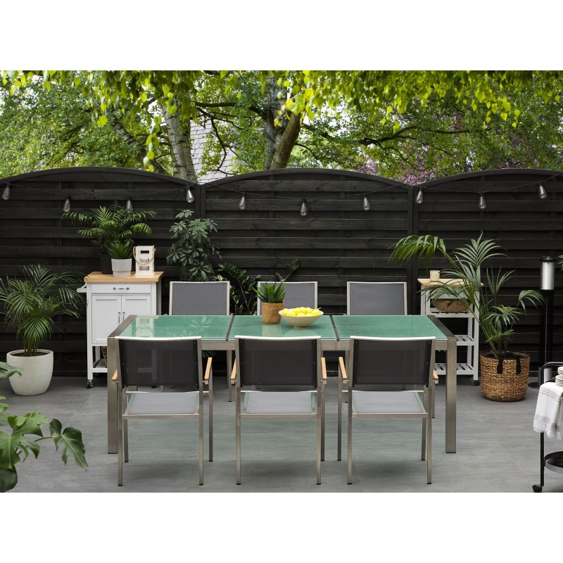 Stół ogrodowy GROSSETO 220 cm 100 cm Szkło tłuczone Przezroczysty