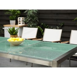 Stół ogrodowy GROSSETO 220 cm 100 cm Szkło tłuczone Przezroczysty