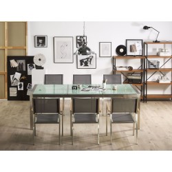 Stół ogrodowy GROSSETO 220 cm 100 cm Szkło tłuczone Przezroczysty