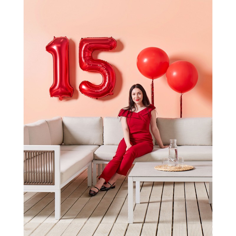 Narożnik ogrodowy ze stolikiem dla 4 osób BORELLO Lewostronny Metal Beżowy