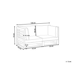 Sofa ogrodowa z certyfikowanego drewna 2-osobowa mahoniowy brąz TRANI