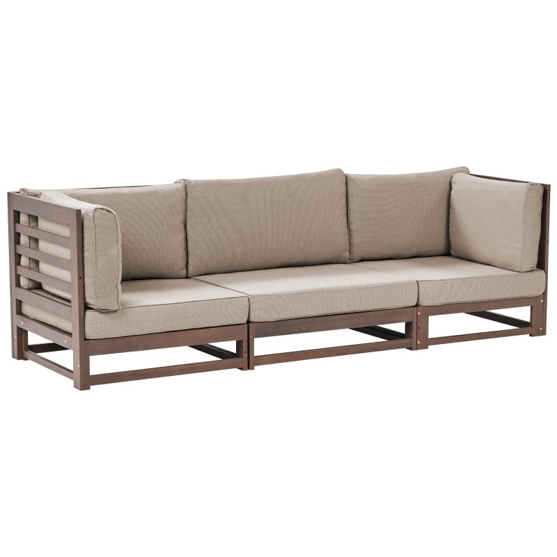 Sofa ogrodowa z certyfikowanego drewna 3-osobowa ciemna TRANI