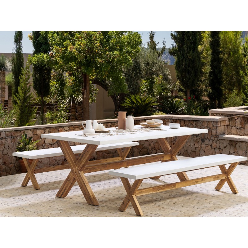 Ławka ogrodowa OLBIA 200 cm Beton Biały