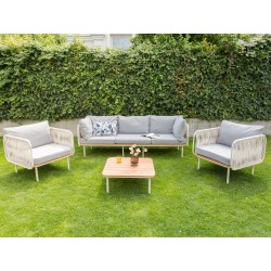 Zestaw ogrodowy ze stolikiem dla 5 osób SENISE Metal Szary