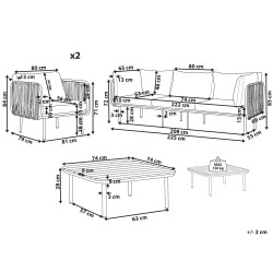 Zestaw ogrodowy ze stolikiem dla 5 osób SENISE Metal Szary