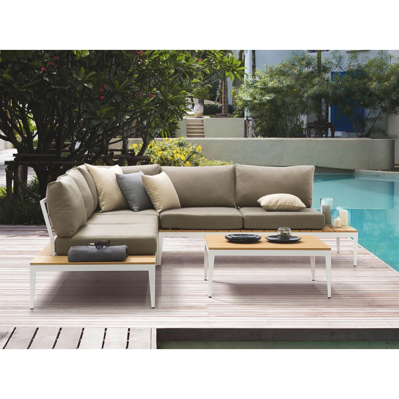 Narożnik ogrodowy ze stolikiem dla 5 osób POSITANO Szary