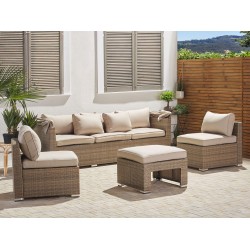 Zestaw ogrodowy ze stolikiem dla 5 osób COCCOLIA Modułowy Technorattan Beżowy