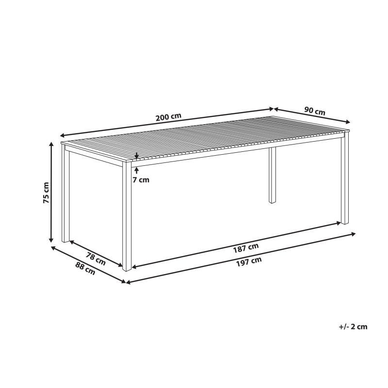 Stół ogrodowy VIAREGGIO 200 cm 90 cm Drewno tekowe (certyfikat FSC®) Brązowy