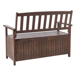 Ławka ogrodowa SOVANA 120 cm ze schowkiem Drewno akacjowe Ciemnobrązowy