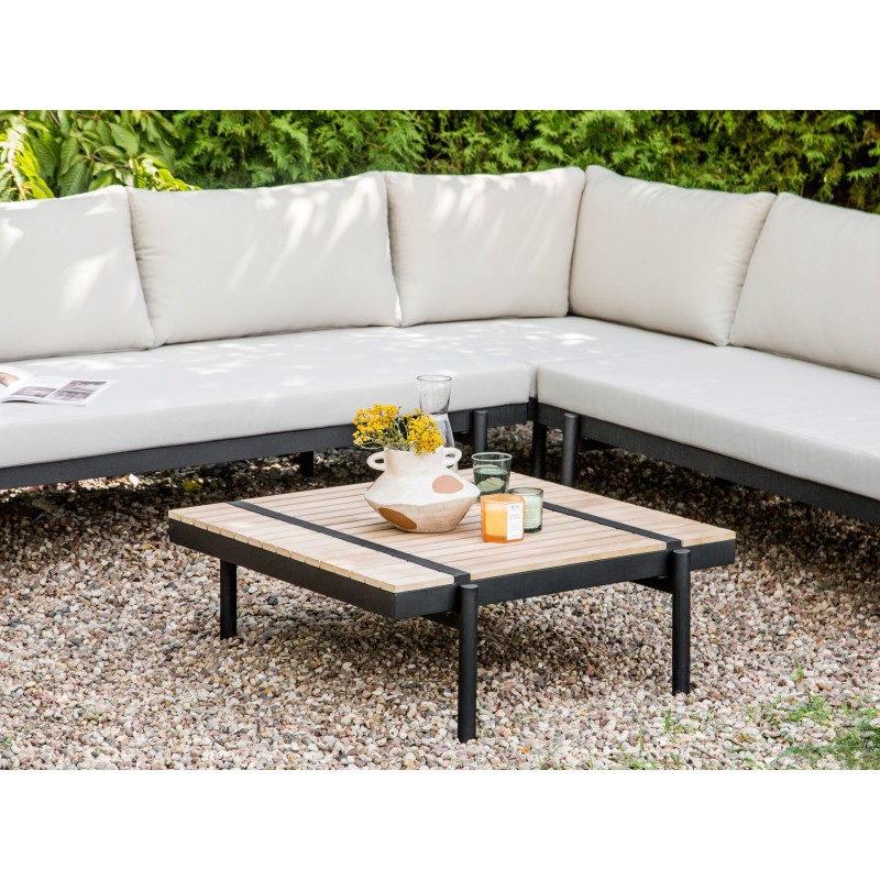 Narożnik ogrodowy ze stolikiem dla 5 osób BELLARIVA Drewno eukaliptusowe Złamana biel