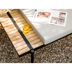 Narożnik ogrodowy ze stolikiem dla 5 osób BELLARIVA Drewno eukaliptusowe Złamana biel